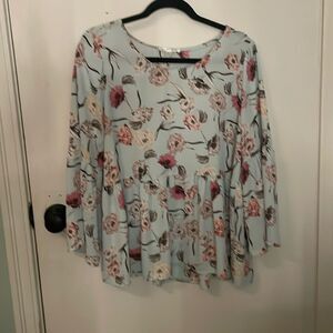 DownEast Floral Blouse in Pink and Cream